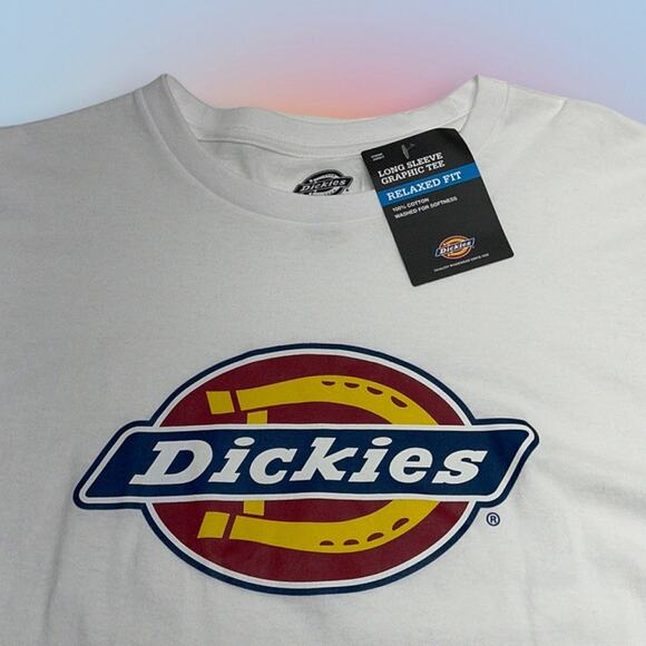 DICKIES Men’s XL Long Sleeve White Logo Tee Shirt - Picture 2 of 3